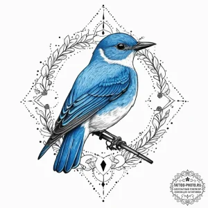 Tattoo sketch puns a bluebird that says "i'm... - эскиз тату (№1756247969_0, 26.08.2025 22:39) — tattoo-photo.ru