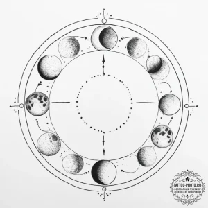 Tattoo sketch moon phases cycle - эскиз тату (№1756248560_0, 26.08.2025 22:49) — tattoo-photo.ru