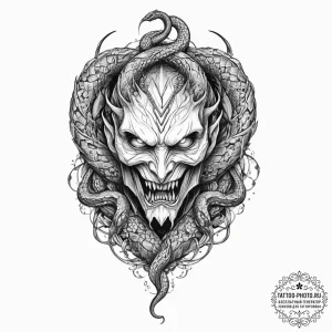 Tattoo sketch chernobog, the dark god, with a... - эскиз тату (№1756249989_0, 26.08.2025 23:13) — tattoo-photo.ru