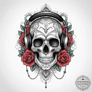 Tattoo sketch headphones on a person, tattoo... - эскиз тату (№1756250188_0, 26.08.2025 23:16) — tattoo-photo.ru