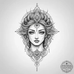 Tattoo sketch divine being, artistic tattoo s... - эскиз тату (№1756250584_0, 26.08.2025 23:23) — tattoo-photo.ru
