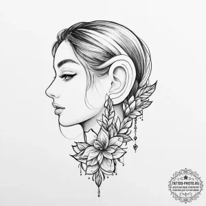 Tattoo sketch small earring tattoo - эскиз тату (№1756251960_0, 26.08.2025 23:46) — tattoo-photo.ru