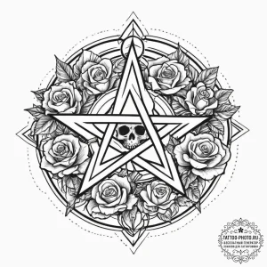 Tattoo sketch pentagram in a circle, tattoo l... - эскиз тату (№1756255531_0, 27.08.2025 00:45) — tattoo-photo.ru