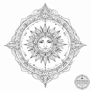 Tattoo sketch geometric zodiac, tattoo drawin... - эскиз тату (№1756255923_0, 27.08.2025 00:52) — tattoo-photo.ru