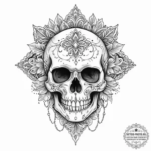 Tattoo sketch череп с орнаментом - эскиз тату (№1756256706_0, 27.08.2025 01:05) — tattoo-photo.ru