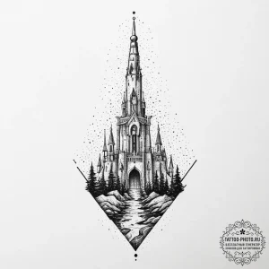 Tattoo sketch spire, concept art for tattoo,... - эскиз тату (№1756257882_0, 27.08.2025 01:24) — tattoo-photo.ru
