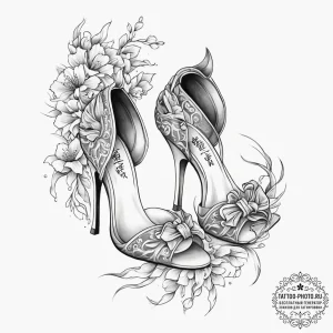 Tattoo sketch high heel with bow, tattoo sket... - эскиз тату (№1756258866_0, 27.08.2025 01:41) — tattoo-photo.ru