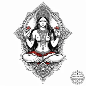 Tattoo sketch goddess lakshmi, concept art fo... - эскиз тату (№1756259657_0, 27.08.2025 01:54) — tattoo-photo.ru