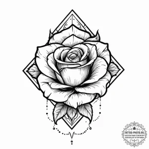 Tattoo sketch rose in a geometric shape, tatt... - эскиз тату (№1756260444_0, 27.08.2025 02:07) — tattoo-photo.ru