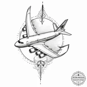 Tattoo sketch mystical plane - эскиз тату (№1756260839_0, 27.08.2025 02:13) — tattoo-photo.ru