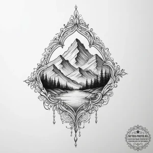 Tattoo sketch mountain, concept art for tatto... - эскиз тату (№1756261630_0, 27.08.2025 02:27) — tattoo-photo.ru