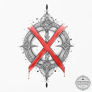 Tattoo sketch fehu rune with a coin, tattoo d... - эскиз тату (№1756264040_0, 27.08.2025 03:07) — tattoo-photo.ru