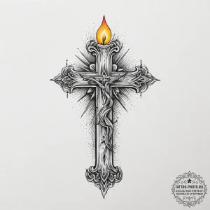 Tattoo sketch lit candle in a holder, artisti... - эскиз тату (№1756266877_0, 27.08.2025 03:54) — tattoo-photo.ru