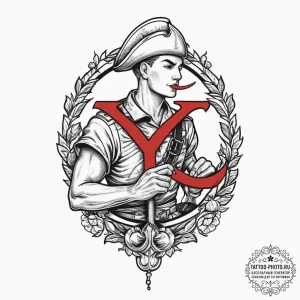 Tattoo sketch soldier with a letter, concept... - эскиз тату (№1756270314_0, 27.08.2025 04:51) — tattoo-photo.ru