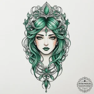 Tattoo sketch green, tattoo sketch design, ne... - эскиз тату (№1756273698_0, 27.08.2025 05:48) — tattoo-photo.ru