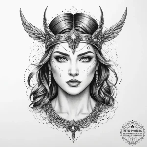 Tattoo sketch valkyrie, tattoo drawing outlin... - эскиз тату (№1756274292_0, 27.08.2025 05:58) — tattoo-photo.ru