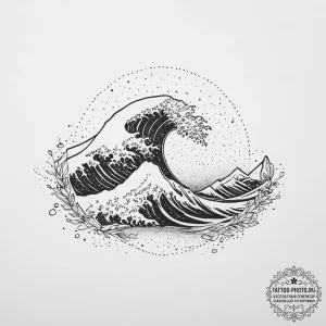 Tattoo sketch wave, tattoo drawing outline, m... - эскиз тату (№1756276654_0, 27.08.2025 06:37) — tattoo-photo.ru