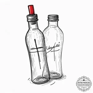 Tattoo sketch old bottle with a message, tatt... - эскиз тату (№1756278429_0, 27.08.2025 07:07) — tattoo-photo.ru
