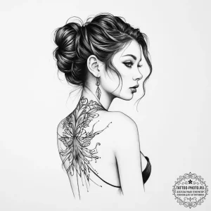 Tattoo sketch nymph tattoo - эскиз тату (№1756279613_0, 27.08.2025 07:26) — tattoo-photo.ru