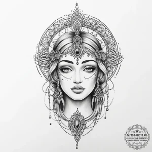 Tattoo sketch divine representation - эскиз тату (№1756280400_0, 27.08.2025 07:40) — tattoo-photo.ru