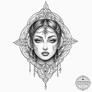 Tattoo sketch spiritual portrayal - эскиз тату (№1756283560_0, 27.08.2025 08:32) — tattoo-photo.ru
