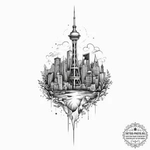 Tattoo sketch city, tattoo drawing outline, f... - эскиз тату (№1756284742_0, 27.08.2025 08:52) — tattoo-photo.ru
