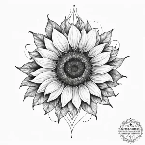 Tattoo sketch узор в виде подсолнуха - эскиз тату (№1756286124_0, 27.08.2025 09:15) — tattoo-photo.ru