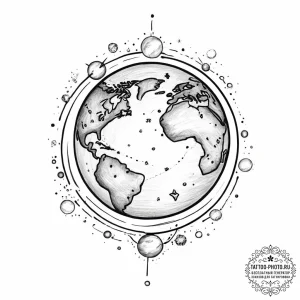 Tattoo sketch cosmic earth - эскиз тату (№1756286322_0, 27.08.2025 09:18) — tattoo-photo.ru