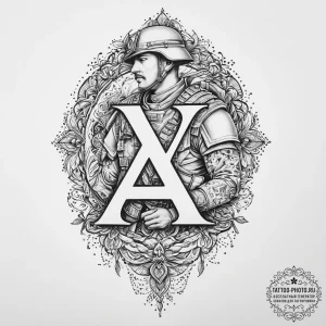 Tattoo sketch soldier with a letter, artistic... - эскиз тату (№1756286917_0, 27.08.2025 09:28) — tattoo-photo.ru