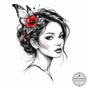 Tattoo sketch fairy tattoo, tattoo line art,... - эскиз тату (№1756288301_0, 27.08.2025 09:51) — tattoo-photo.ru
