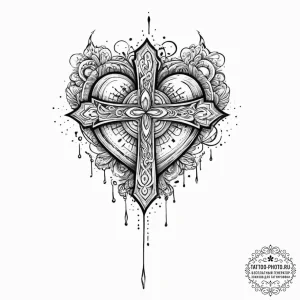 Tattoo sketch узор в виде сердца с надписью,... - эскиз тату (№1756289487_0, 27.08.2025 10:11) — tattoo-photo.ru