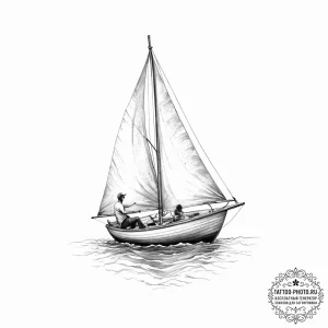 Tattoo sketch sailing a person on a boat - эскиз тату (№1756290081_0, 27.08.2025 10:21) — tattoo-photo.ru