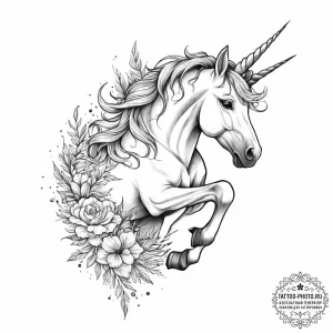 Tattoo sketch unicorn tattoo - эскиз тату (№1756300856_0, 27.08.2025 13:20) — tattoo-photo.ru