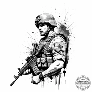 Tattoo sketch soldier with a document, concep... - эскиз тату (№1756301462_0, 27.08.2025 13:31) — tattoo-photo.ru