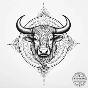 Tattoo sketch uruz rune with a wild bull silh... - эскиз тату (№1756302435_0, 27.08.2025 13:47) — tattoo-photo.ru