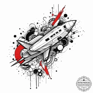 Tattoo sketch cosmic plane, tattoo drawing ou... - эскиз тату (№1756307179_0, 27.08.2025 15:06) — tattoo-photo.ru