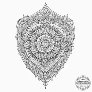 Tattoo sketch shield, ink illustration for ta... - эскиз тату (№1756311853_0, 27.08.2025 16:24) — tattoo-photo.ru