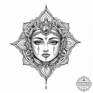 Tattoo sketch sacred character - эскиз тату (№1756312048_0, 27.08.2025 16:27) — tattoo-photo.ru