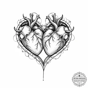 Tattoo sketch two halves of a heart - эскиз тату (№1756314853_0, 27.08.2025 17:14) — tattoo-photo.ru