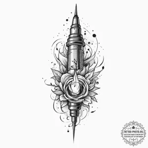 Tattoo sketch needle, artistic tattoo sketch,... - эскиз тату (№1756316066_0, 27.08.2025 17:34) — tattoo-photo.ru