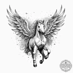 Tattoo sketch pegasus, concept art for tattoo... - эскиз тату (№1756316260_0, 27.08.2025 17:37) — tattoo-photo.ru