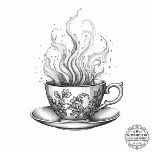 Tattoo sketch teacup with steam - эскиз тату (№1756319252_0, 27.08.2025 18:27) — tattoo-photo.ru