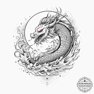 Tattoo sketch sesen with a moon, tattoo drawi... - эскиз тату (№1756319451_0, 27.08.2025 18:30) — tattoo-photo.ru