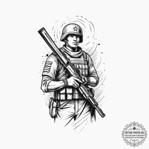 Tattoo sketch soldier with a scroll, tattoo f... - эскиз тату (№1756321264_0, 27.08.2025 19:01) — tattoo-photo.ru