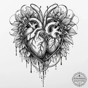 Tattoo sketch bleeding heart, tattoo line art... - эскиз тату (№1756326022_0, 27.08.2025 20:20) — tattoo-photo.ru