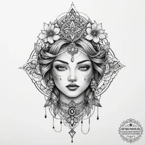 Tattoo sketch spiritual person, ink illustrat... - эскиз тату (№1756336226_0, 27.08.2025 23:10) — tattoo-photo.ru