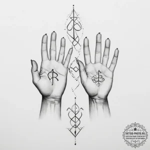 Tattoo sketch hands with initials - эскиз тату (№1756337616_0, 27.08.2025 23:33) — tattoo-photo.ru