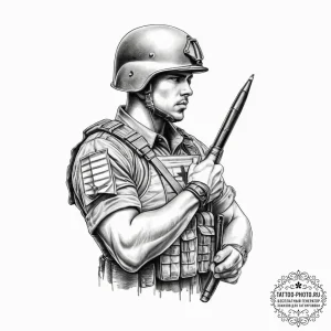 Tattoo sketch soldier with a pen, tattoo line... - эскиз тату (№1756340797_0, 28.08.2025 00:26) — tattoo-photo.ru