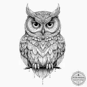 Tattoo sketch абстрактная сова, tattoo drawin... - эскиз тату (№1756343177_0, 28.08.2025 01:06) — tattoo-photo.ru