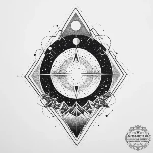 Tattoo sketch cosmic scene, tattoo sketch des... - эскиз тату (№1756346583_0, 28.08.2025 02:03) — tattoo-photo.ru